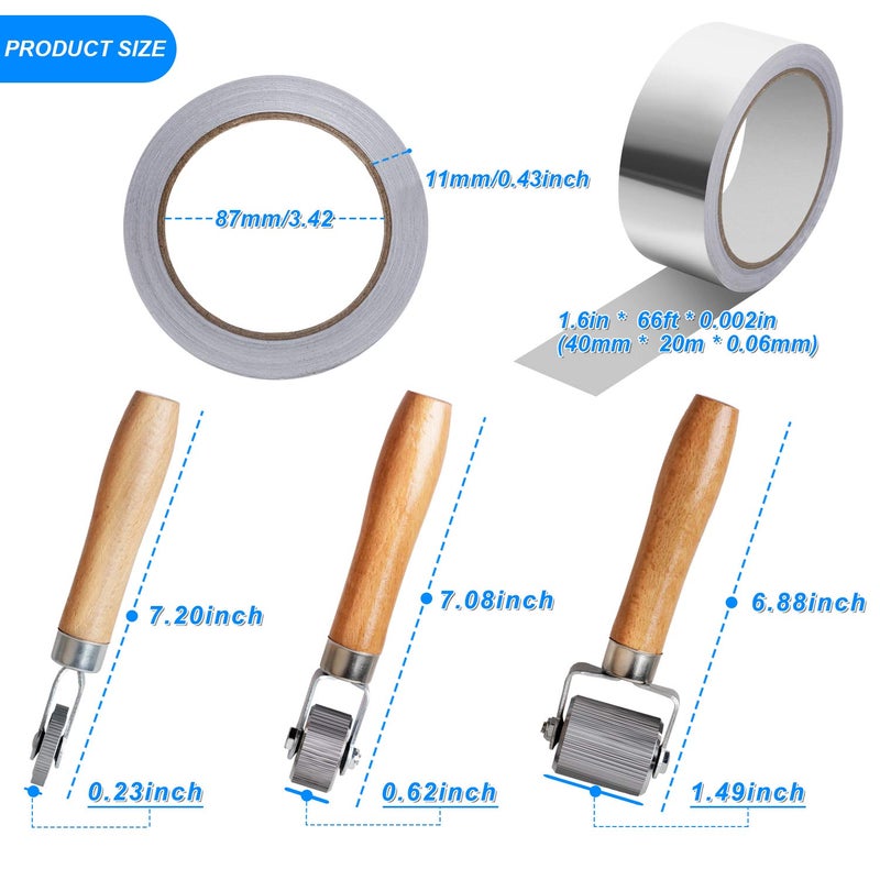 FCHO Car Sound Deadening Roller Metal Installation Tool 3 Pcs Seam Roller with 66 Feet Aluminum Foil Tape Finishing Sealing Tape, for Car Sound Deadening Installation - Image 2